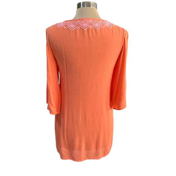 Lilly Pulitzer Target Orange Embroidered Crinkle Gauze Top Sz Medium Boho Casual - Picture 4 of 8